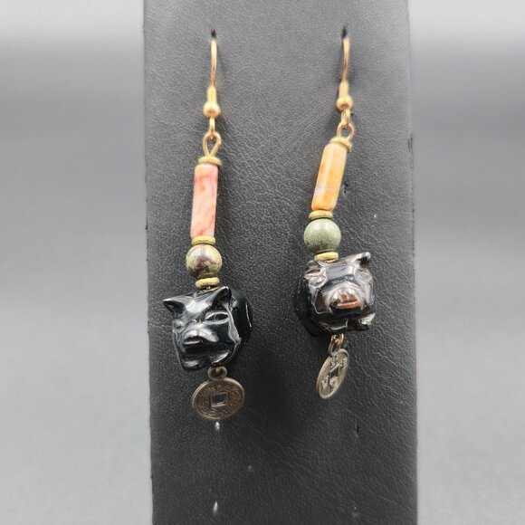 Jewelry - Copper Various Stones Year Of The Pig Dangle Earrings A6092